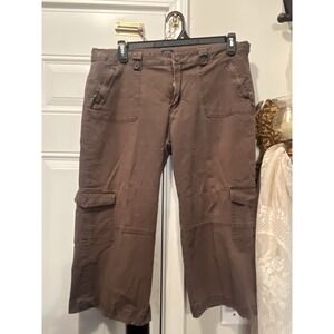 Y2K Vintage The Blues Utility Cargo Capris Brown Gorpcore Safari Cropped Size 16